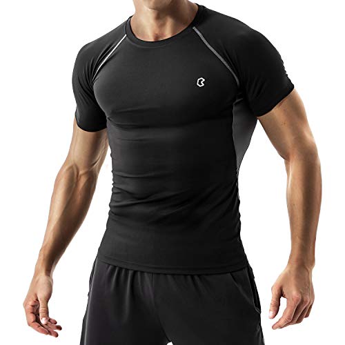 Book Cover Bewinds Men's Compression Baselayer Shirts Athletic Workout Short Sleeve T-Shirt