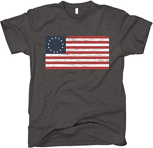 Book Cover GunShowTees Men's Betsy Ross Distressed American Flag Shirt