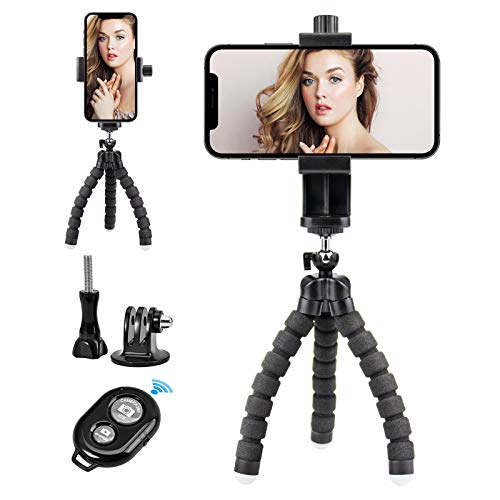 Book Cover YOTOCversion Cell Phone Tripod, Premium Phone Tripod, Flexible Tripod with Wireless Remote Shutter, Compatible with iPhone/Android Samsung, Mini Tripod Stand Holder for Camera GoPro/Mobile Cell Phone