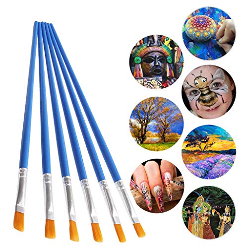 Book Cover QIUUE Paint Brushes Set, 50 Pcs Round Pointed Tip Paintbrushes Nylon Hair Artist Acrylic Paint Brushes for Acrylic Oil Watercolor, Face Nail Art, Miniature Detailing & Rock Painting(Blue)