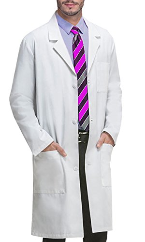 Book Cover VOGRYE Professional Lab Coat for Women Men Long Sleeve, White, Unisex XXS-4XL