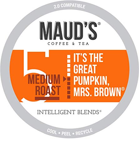 Book Cover Maud's Pumpkin Spice Coffee (Great Pumpkin Mrs. Brown), 50ct. Solar Energy Produced Recyclable Single Serve Pumpkin Spice Flavored Coffee Pods – 100% Arabica Coffee California Roasted, KCup Compatible