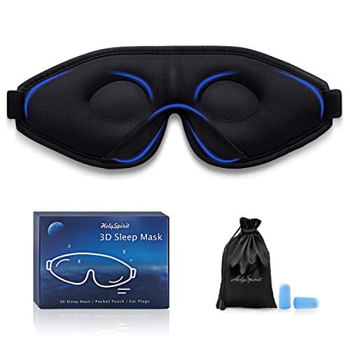 Book Cover 3D Sleep Mask, Eye Mask for Sleeping, 100% Block Out Light Blindfold for Men Women, Comfortable & Breathable Material, Adjustable Headband, with Travel Pouch 2 Pack Ear Plug, Best for Travel Naps Yoga