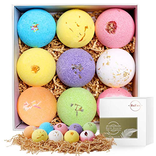 Book Cover Bath Bombs Gift Set, BuFan Natural Luxurious Spa Gift Set With Relaxing Essential Oils Relaxation and Moisturizing, Perfect Valentines Birthday Christmas Gift for Women, Kids