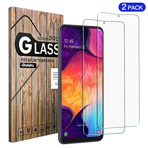 Book Cover [2 Pack] Samsung Galaxy A50 Screen Protector Tempered Glass,BULUBY Case Friendly 9H Hardness HD No Fingerprint Protective Moile Phone Clear Film for Samsung Galaxy A30/A50