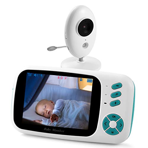 Book Cover Video Baby Monitor, Digital Baby Monitor with 3.5'' LCD Camera, 2.4Ghz Video Monitor, Long Range Infrared Night Vision, Two Way Talk Back, Lullabies, High Capacity Battery (White)