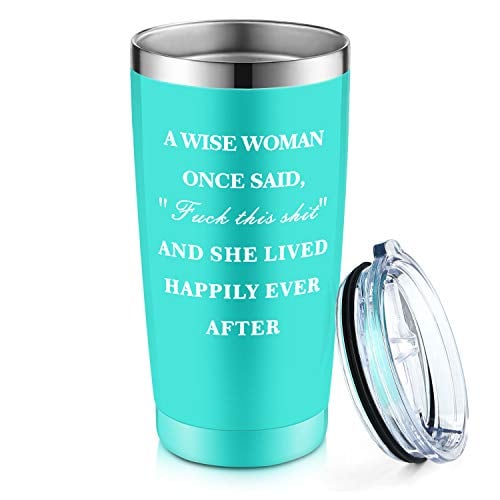 Book Cover A WISE WOMEN ONCE SAID, AND SHE LIVED HAPPY EVER AFTER Wine Tumbler Birthday Gift for Women Graduation Gifts for Teacher Best Friends Her Wife Mom 20oz Stemless Insulated Cup
