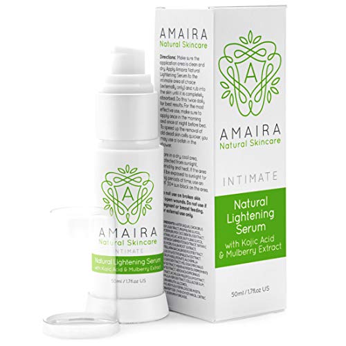 Book Cover Amaira Intimate Lightening Serum Bleaching Cream for Private Areas - Skin Bleach Whitening Sensitive Spots for Women - Gentle Kojic Acid Dark Inner Thigh & Privates Brightening (1.7oz)