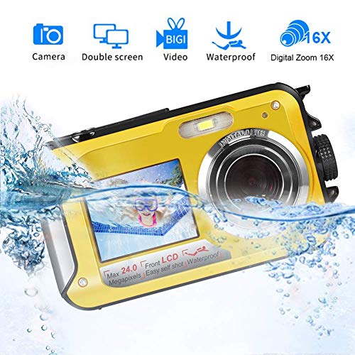 Book Cover Waterproof Camera Underwater Camera for Snorkeling Full HD 1080P 24.0 MP Waterproof Point and Shoot Digital Camera Dual Screen Action Camera