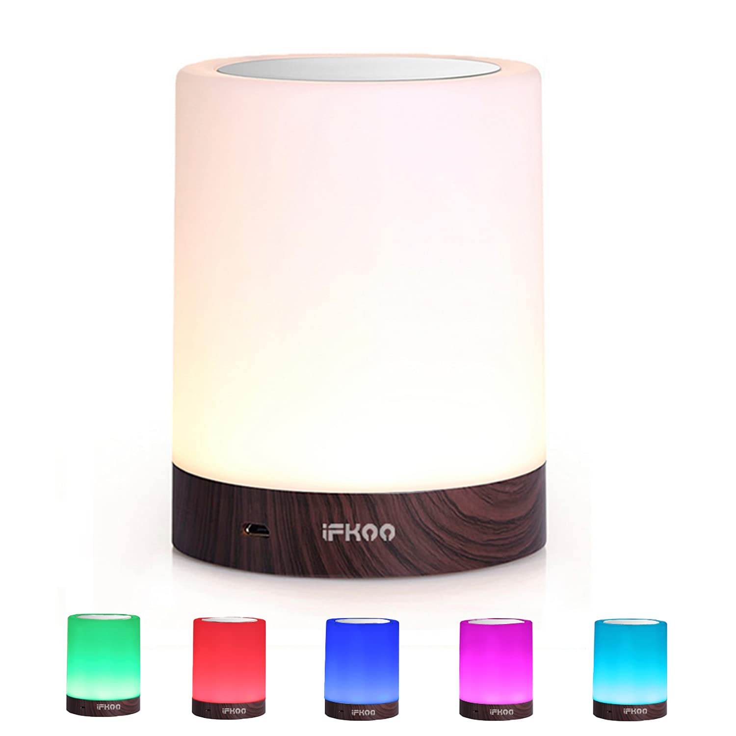 Book Cover iFkoo Rechargeable Night Light with Hook, Touch Sensor Bedside Lamp for Bedroom, Living Room, Dimmable Warm White Light & Color Changing RGB Outdoor Table Lamp, Best Gifts for Baby, Kids, Adults