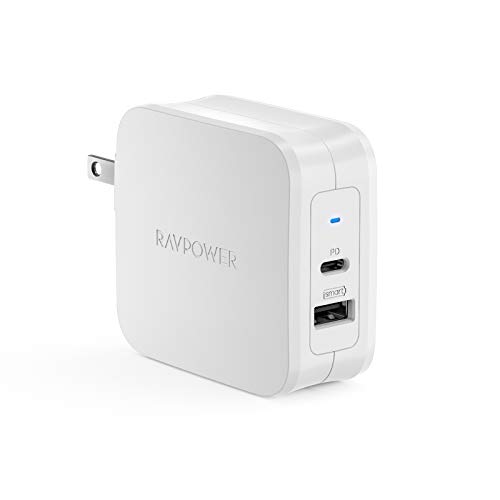 Book Cover USB C Charger RAVPower 61W PD 3.0 Wall Charger Fast Charging Type C Foldable Adapter with dual Ports Portable Charger for laptop MacBook Pro tablets iPad Pro iPhone 12 Mini Pro Max Galaxy S20 Nintendo