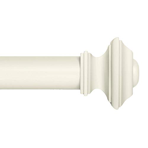 Book Cover Ivilon Drapery Treatment Window Curtain Rod - Square Design 1 1/8 Rod. 120 to 240 Inch - Ivory/White