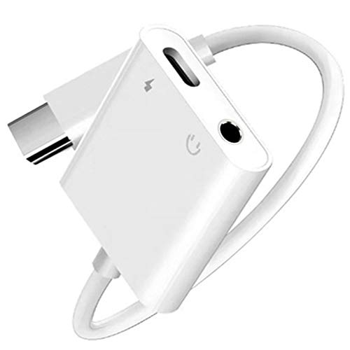 Book Cover USB C to 3.5mm Headphone Jack Adapter, XVZ 2 in 1 Type C to 3.5mm Aux Audio Charging Cable, Microphone Connector for Google Pixel Ipad Pro Samsung Galaxy Oneplus HTC Sony Huawei Moto Xiaomi (White)