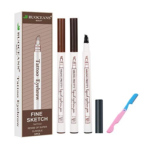 Book Cover Tattoo Eyebrow, Liquid Eyebrow Pencil, The Perfect Eyebrows With a Micro-Fork Tip Applicator Creates Natural Looking Brows Effortlessly and Stays on All Day, 3PCS