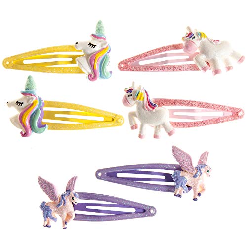 Book Cover Unicorn Snap Hair Clips 6Pcs Little Girls Toddlers Kids Hair Clips,Unicorn Party Birthday Gift