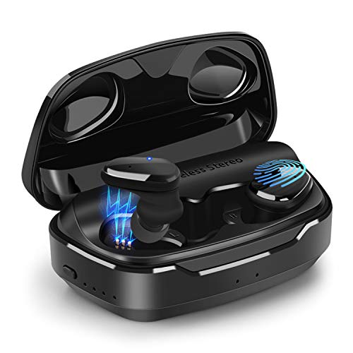 Book Cover Wireless Earbuds,Whew Bluetooth 5.0 True Wireless Stereo Headphones 90H Playtime IPX5 Waterproof,Auto Pairing 3D Stereo Sound Earphones in-Ear Built-in Mic Headset for Sport Running with Charging Case