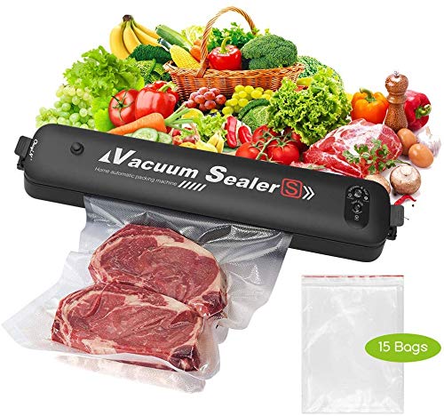 Book Cover Vacuum Sealer Machine, CkeyiN Automatic Food Sealer Machine with 15 Sealing Bags Food Vacuum Sealing System for Food Preservation Storage Saver