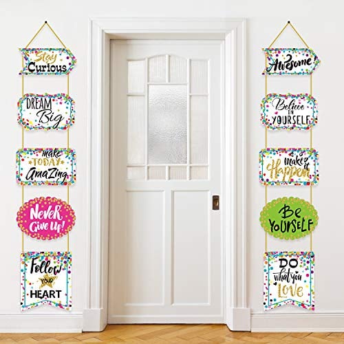 Book Cover Classroom Bulletin Board Decorations Confetti Leaves Classroom Banner Posters Motivation Porch Sign Back to School Positive Sayings Accents for Student School Office Nursery Decor(Confetti Style)