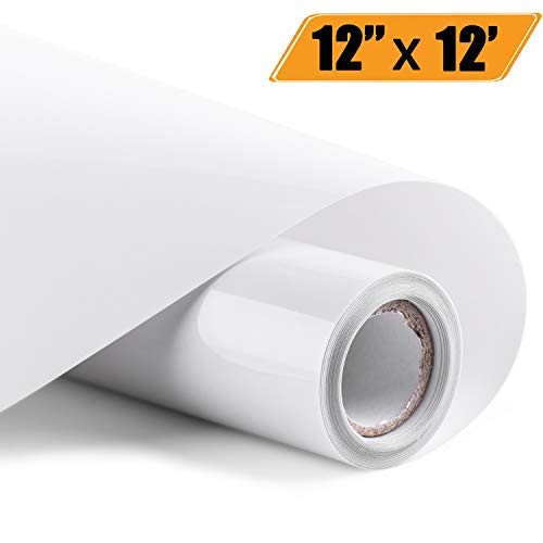 Book Cover PU Heat Transfer Vinyl Roll - 12in x 12ft, Iron on HTV Vinyl for Silhouette and Cricut by Somolux Easy to Weed Iron on Vinyl Heat Press, DIY Design for T-Shirts, Pillow and other textiles (White)