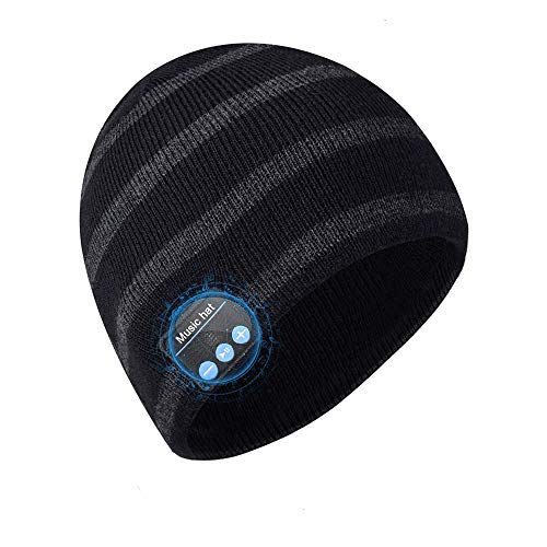 Book Cover Bluetooth Beanie Hat, Best Gifts for Men/Women Upgraded Bluetooth 5.0 Unisex Knit Bluetooth Hat Built-in HiFi Stereo Speaker Music Beanie, Best Birthday Gifts Wireless Bluetooth Smart Beanie hat Grey
