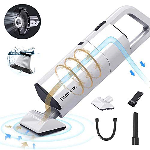 Book Cover Handheld Vacuum Cleaner with High Power Suction, Tiamxinco DC 12V Portable Auto Wet Dry Hand Vacuum with Reusable Stainless Steel HEPA Filter for Home Pet Hair Car Cleaning