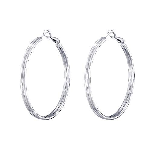 Book Cover Big Hoop Earrings for Women- YILIBAO (2019) Silver Plated Hoops Hypoallergenic Double Circle Earrings for Women Girls, Christmas, Valentineâ€™s Day, Birthday Jewelry Gifts, Silver