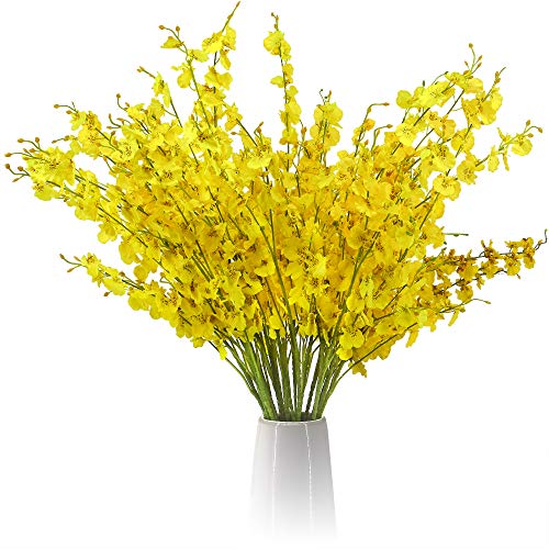 Book Cover Lifelike Fake Orchids Set â€“ 10 Silk Flowers with Adjustable Stems â€“ Artificial Orchids Yellow Flowers for Beautiful Flower Vase Arrangements â€“ Yellow Artificial Flowers for Decoration by Fifth Eden