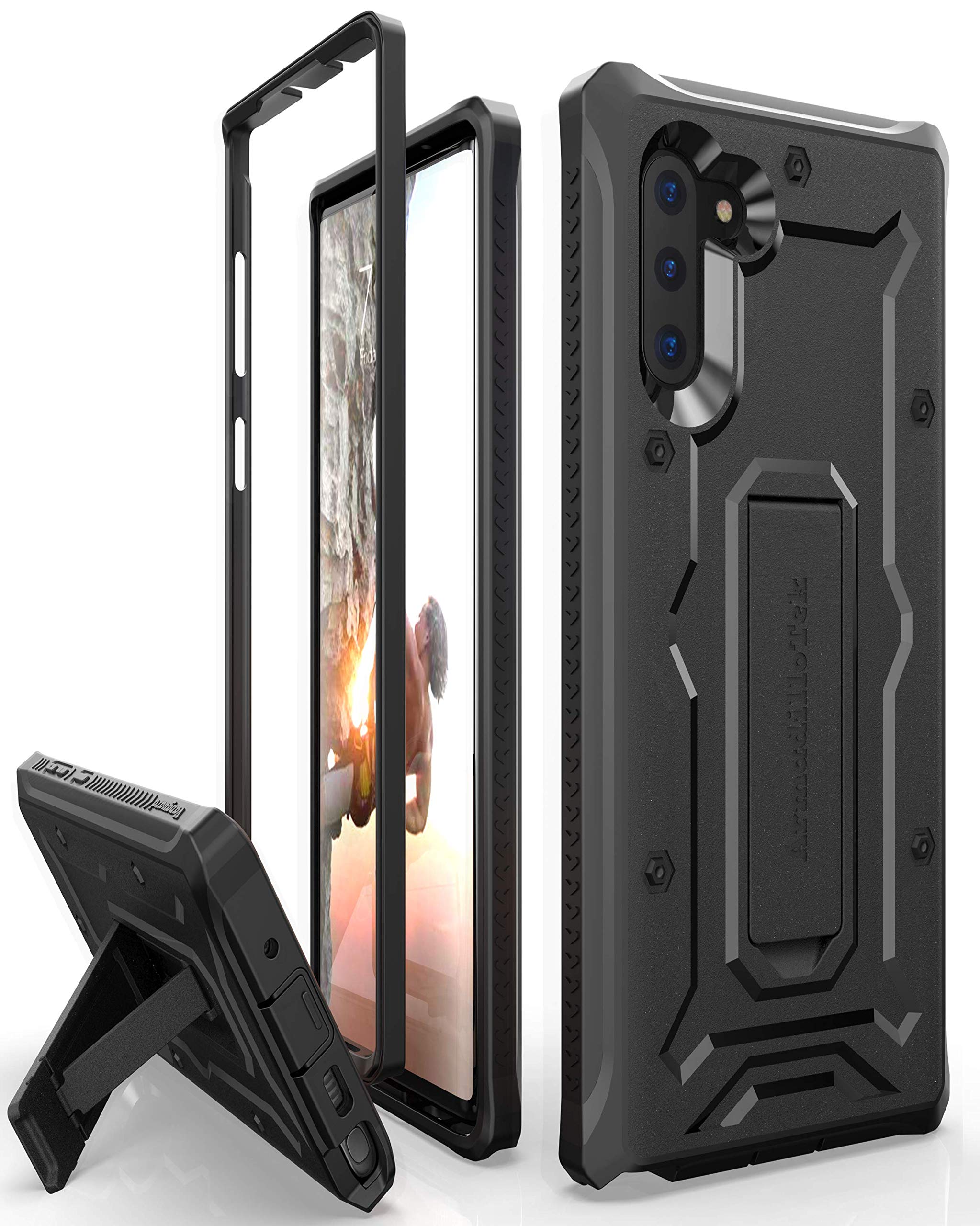 Book Cover ArmadilloTek Vanguard Designed for Samsung Galaxy Note 10 Case (2019 Release) Military Grade Full-Body Rugged with Kickstand Without Built-in Screen Protector - Black