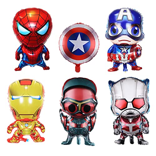 Book Cover OU RUI 6pcs Superhero Birthday Party Mylar Foil Balloon Avengers Super Hero Birthday Party Supplies Party Decorations