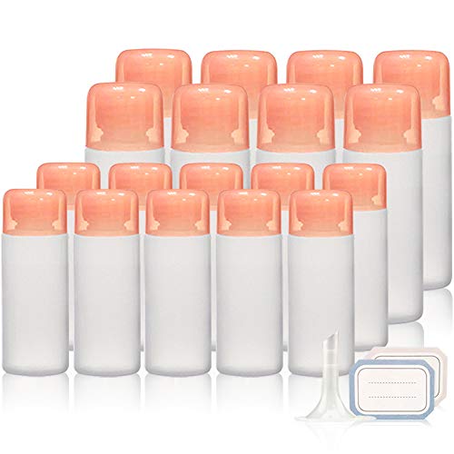 Book Cover Travel Size Container 18 Pcs Travel Bottles 1 oz & 2 oz Leakproof Plastic Squeezable Travel Tubes Screw Top TSA Approved Refillable Cosmetic Toiletry Containers For Liquids Lotion Shampoo With Labels