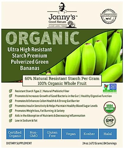 Book Cover 84 Servings | JGN Organic ULTRA HIGH RS-2 Premium Pulverized Green Bananas | Prebiotic Resistant Starch Superfood | On Average [10 x’s] More Prebiotic Fiber Than Any Other Green Banana Flour Available