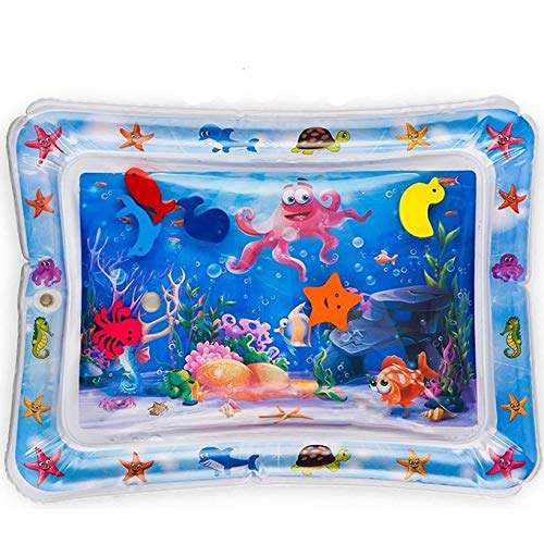 Book Cover Inflatable Tummy Time Water Playmat - BPA Free NO-LEAK Baby Tummy Time Mat with Octopus, Floating Shapes - Stunning Ocean View Water Mat For Infants, Toddlers - Sensory Play Baby Toys 6 to 12 Months