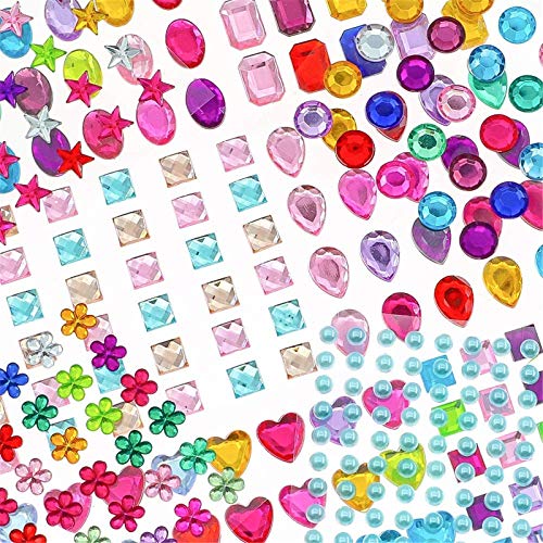 Book Cover YIQIHAI 1388pcs Jewels Stickers Self Adhesive Gems Rhinestone Stickers for Kids Craft, Assorted Size