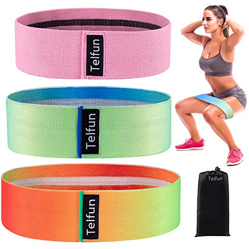 Book Cover Telfun Resistance Exercise Bands for Legs and Butt, Hip Bands Booty Bands Wide Workout Bands Resistance Loop Bands Anti Slip Circle Fitness Band Elastic Sports Bands(2019 Upgraded)