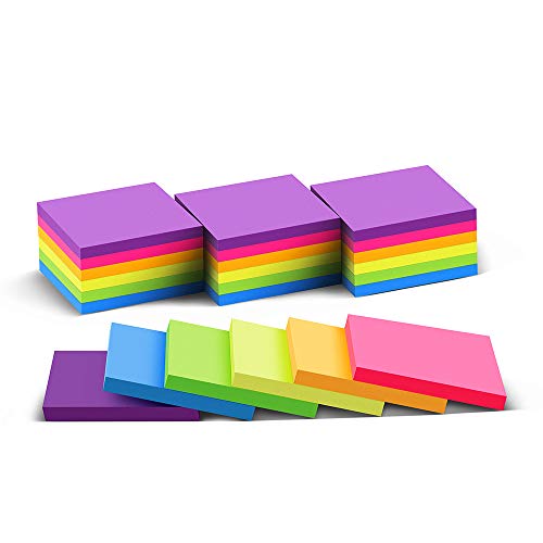 Book Cover (24 Pack) Sticky Notes 3x3in Post Bright Stickies Colorful Super Sticking Power Memo Pads, Strong Adhesive, 70 Sheets/pad