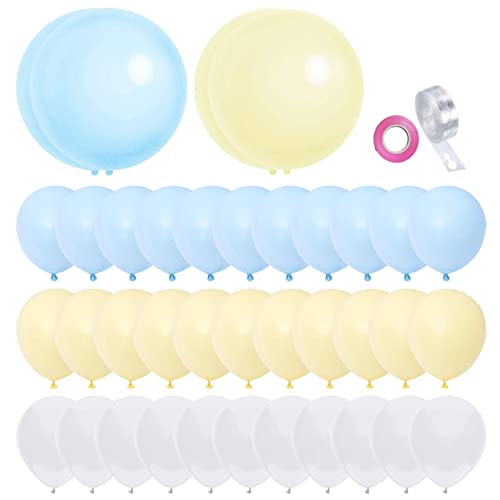 Book Cover Pastel Blue Yellow White Balloons Garland 126 pcs Latex Balloons Arch Kit for Baby Shower Birthday Wedding Engagement Anniversary Christmas Festival Picnic or any Friends & Family Party Decorations