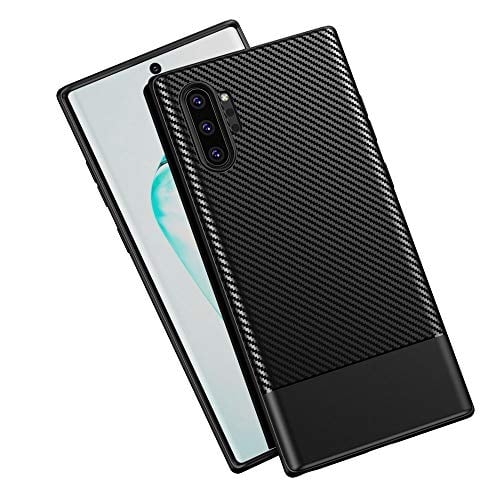 Book Cover Galaxy Note 10 Plus Case,Z-Roya Carbon Fiber Texture TPU Ultra Thin Flexible Cover Premium Soft Silicone Dustproof Cover Shockproof Anti-Scratch Cover for Samsung Galaxy Note 10+ Plus 6.8