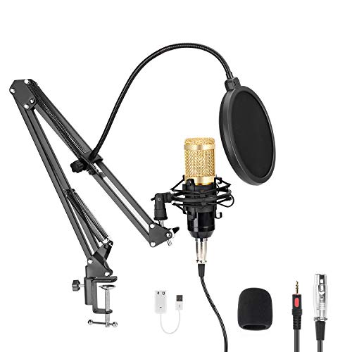 Book Cover Professional Streaming Podcast PC Microphone, MAYOGA Cardioid Streaming Microphone PC Mic Kit with 3.5mm XLR Sound Card Boom Arm Shock Mount Pop Filter for YouTuber,Karaoke,Podcastingï¼ŒStudio Recording