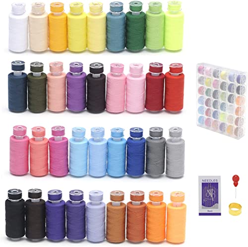 Book Cover KEIMIXJIA 72Pcs Sewing Thread Kits, 36 Colors, Polyester, 550 Yards Per Spools, Prewound Bobbin Threads with Case, Compatible with Hand & Machine Sewing