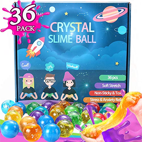 Book Cover MELARQT Kenlaimi 36pcs Party Favors Glitter Slime Balls - Non Sticky, Soft Strecthï¼ŒStress & Anxiety Relief - Silly Putty,Slime Party Favors,Classroom Rewards,Slime Partie for Girls Boys Kids Adults