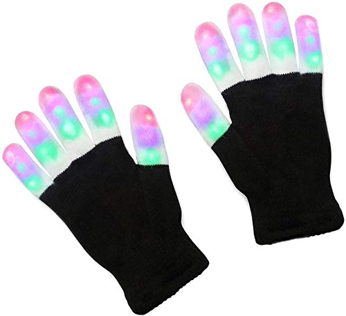 Book Cover LSXD LED Gloves, Colorful Flashing Finger Light Adults'Gloves, 3colors 6modes Warm Gloves for Halloween, Christmas Birthday Party