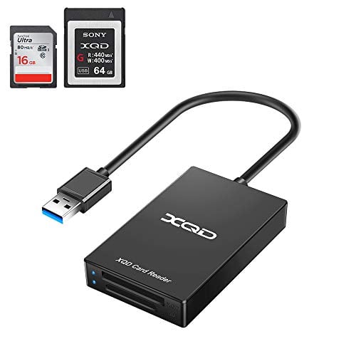 Book Cover XQD Card Reader, Rocketek USB3.0 XQD/SD Card Reader Dual Slot Memory Card Reader 5Gpbs Super Speed Compatible with Sony G/M Series, Lexar 2933x/1400x USB Mark XQD Card, SD/SDHC Card for Windows/Mac OS