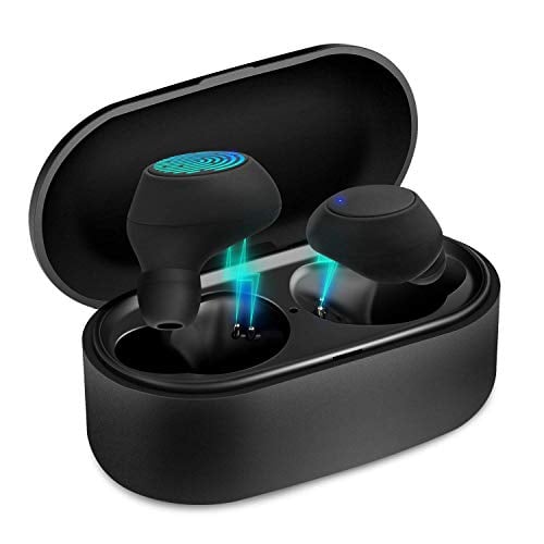 Book Cover Wireless Earbuds Bluetooth Headphones Bluetooth 5.0 Auto Pairing in-Ear Headphones with Wireless Charging Case Black2