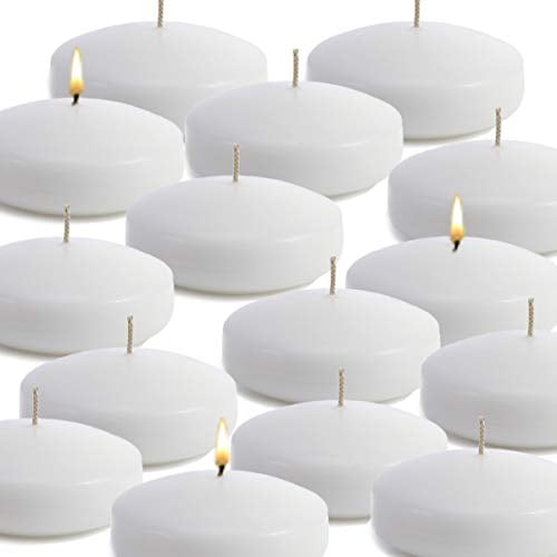 Book Cover CandleNScent Unscented Floating Candles | Large 3 Inch - Fits in 3 Inch Vase and Above | White| Floats On Water | Made in USA (Pack of 36)