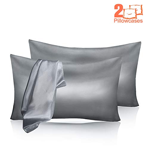 Book Cover Homga Satin Pillowcase for Hair and Skin, 2-Pack Silky Pillow Cases- Super Soft Satin Pillow Covers with Envelope Closure-Standard Size Pillow Cases(20