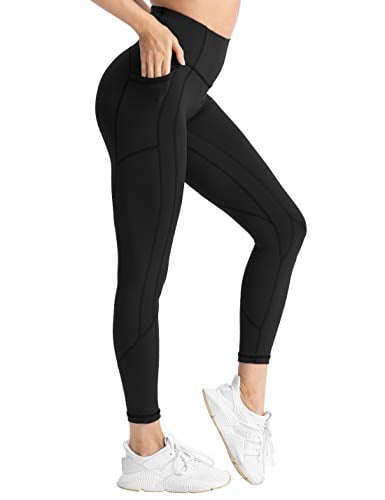 Book Cover Hopgo Women's High Waisted Workout Yoga Pants with Pockets Tummy Control Running Leggings 4 Way Stretch