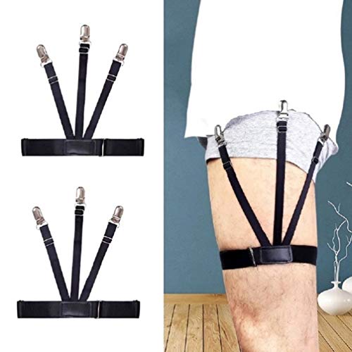 Book Cover Mens Shirt Stays Shirt Holder Straps Adjustable Elastic Suspenders Garters with Non-slip Locking Clamps Upgraded Version