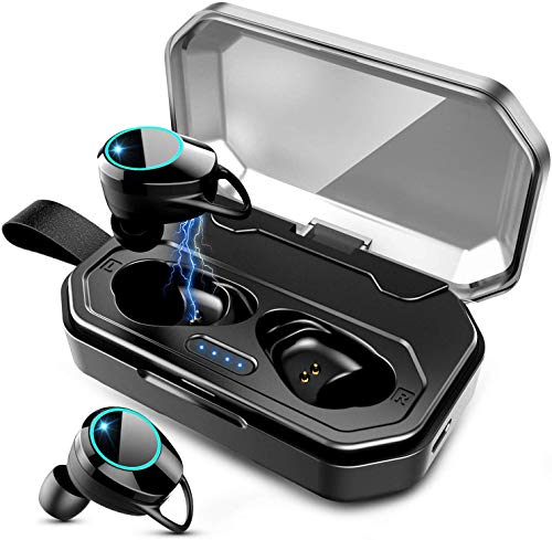 Book Cover Bluetooth 5.0 TWS Wireless Earbuds, IPX7 Waterproof Headphones in-Ear Earphones, Built-in Mic Stereo Headset Premium Sound with Deep Bass for Sport