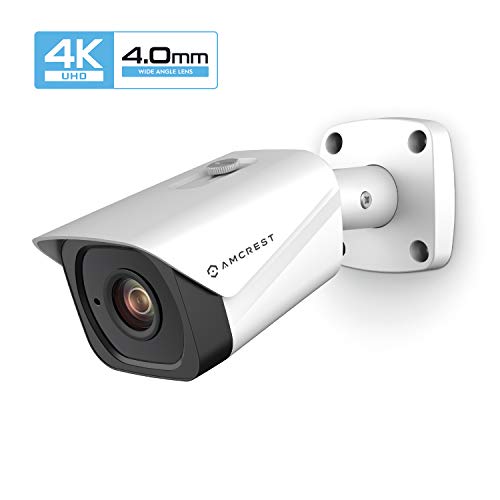 Book Cover Amcrest UltraHD 4K (8MP) Outdoor Bullet POE IP Camera, 3840x2160, 131ft NightVision, 4.0mm Narrower Angle Lens, IP67 Weatherproof, Wide 88° Viewing Angle, MicroSD Recording, White (IP8M-2496EW-40MM)