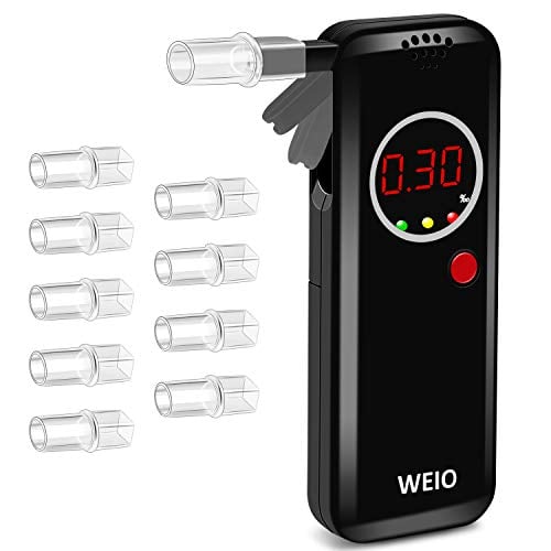 Book Cover Breathalyzer, WEIO Professional Alcohol Tester, Portable and Easy for Personal Use Alcohol Breathalysers Accurate Measurement, Fast Respond Breathalyzer with Digital LCD 10 mouthpieces and 1 Store Bag